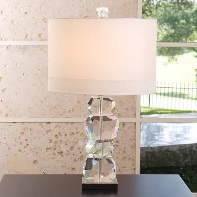 Global Views Stacked Gemstone Lamp-short In Clear,nickel