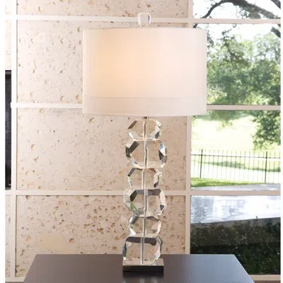 Global Views Stacked Gemstone Lamp-tall In Clear,silver