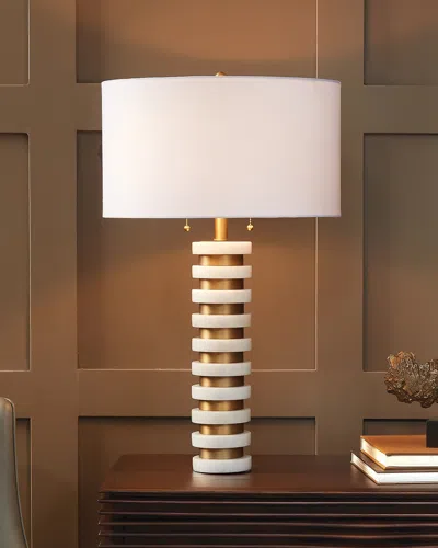 Global Views Stacked White Marble Lamp
