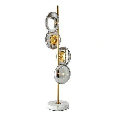 Global Views Stellar Table Lamp-smoke/brass In White;gold