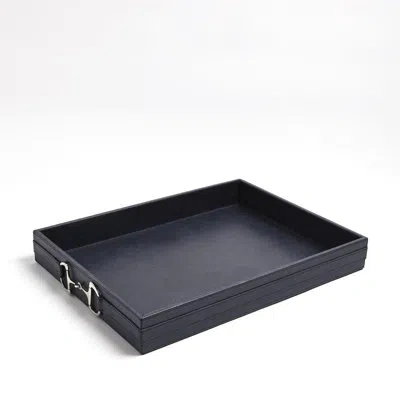 Global Views Stirrup Detail Tray-blue Wash