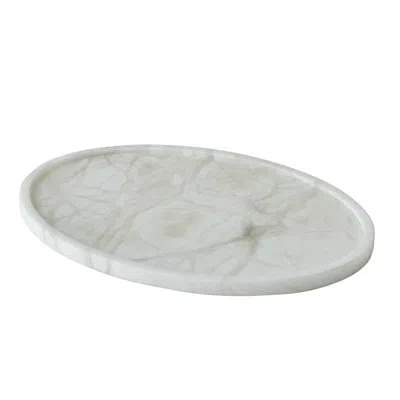 Global Views Stoneware Tray In White