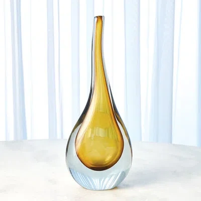 Global Views Stretched Neck Vase-amber-lg In Amber,clear
