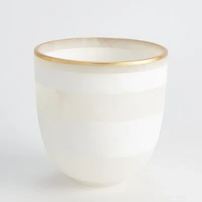 Global Views Striped Alabaster Bowl In White,ivory,silver