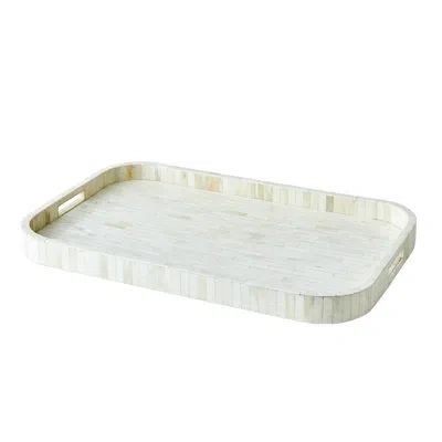Global Views Super Ellipse Tray-white Bone