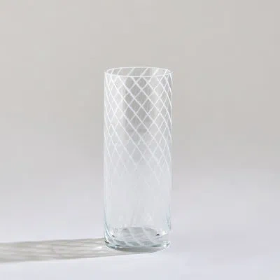 Global Views Swirl Highball Glass-milk In White;clear