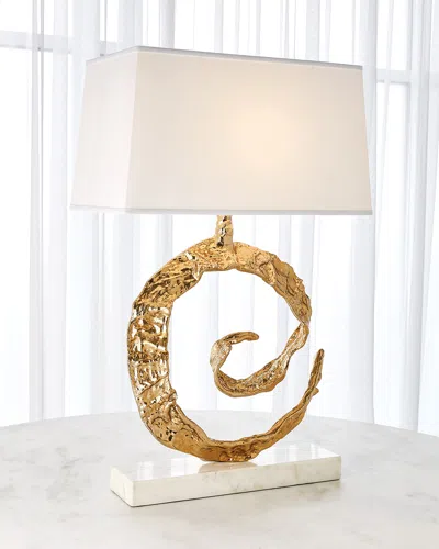 Global Views Swirl Lamp In Brass