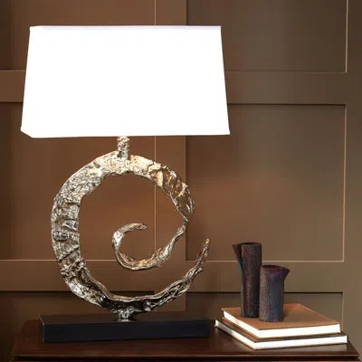 Global Views Swirl Lamp In Nickel,black