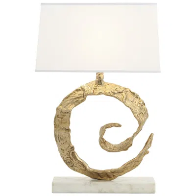 Global Views Swirl Lamp-brass W/white Marble