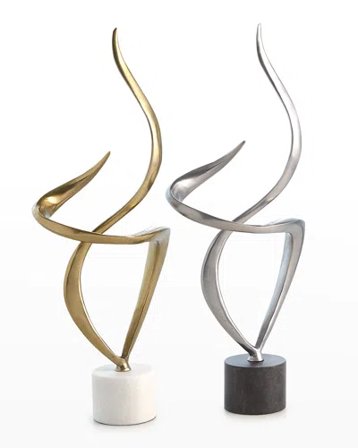 Global Views Swirl Sculpture In Antique Nicke