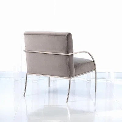 Global Views Swoop Chair-grey Velvet-nickel In Gray