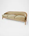 Global Views Tailored Velvet Sofa, 96" In Natural