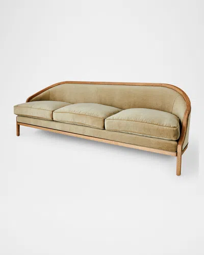Global Views Tailored Velvet Sofa, 96" In Natural