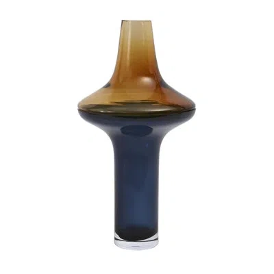 Global Views Tall Amber Over Cobalt Vase-lg In Blue
