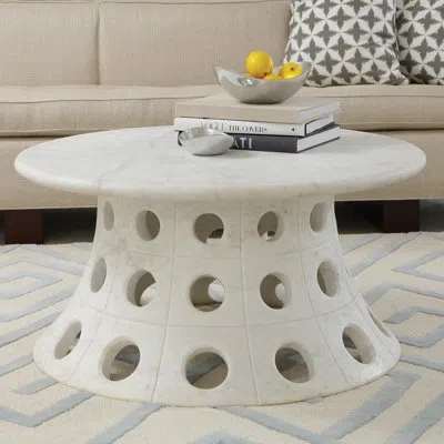 Global Views Taper Circle Cocktail Table In White