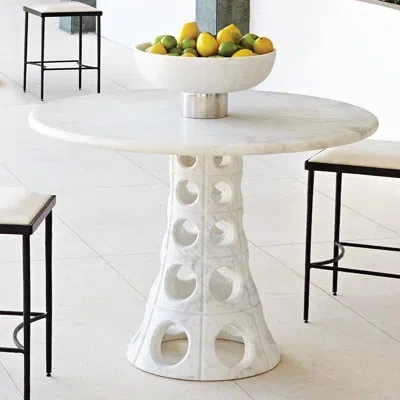 Global Views Taper Circle Dining Table In White