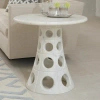 Global Views Taper Circle Side Table In White