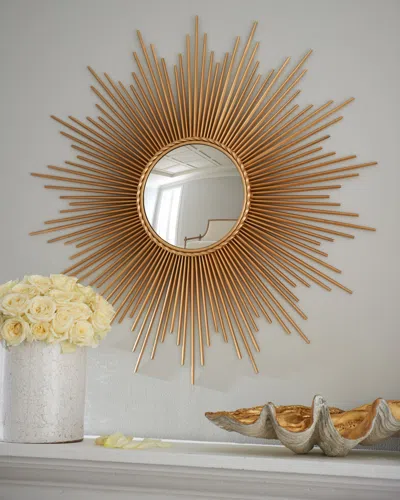 Global Views Thin Sunray Mirror In Gold