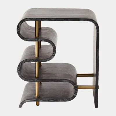 Global Views Traverse Side Table-ebony Cerused In Black