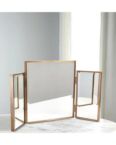 Global Views Tri-fold Vanity Mirror In Brass