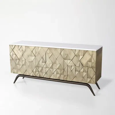 Global Views Triangle Cabinet-brass In Neutral