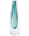 Global Views Triangle Cut Glass Vase In Blue
