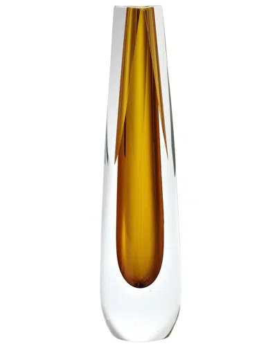 Global Views Triangle Cut Glass Vase In Brown