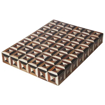 Global Views Triangle Marquetry Box-lg In Brown