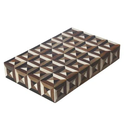Global Views Triangle Marquetry Box-sm In Brown;white