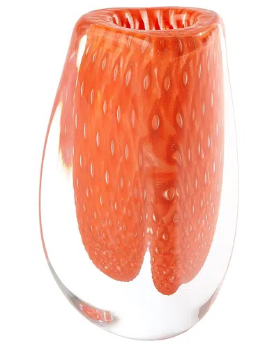 Global Views Triangular Bubbled Vase In Orange