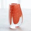 Global Views Triangular Bubbled Vase-orange In Orange,white
