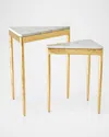 Global Views Triangular Gold Leaf Nesting Tables, Set Of 2 In Gold