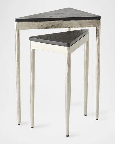 Global Views Triangular Nesting Tables, Set Of 2 In Silver