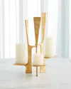 Global Views Triune Candleholder In Gold