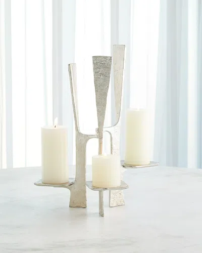 Global Views Triune Candleholder In Silver