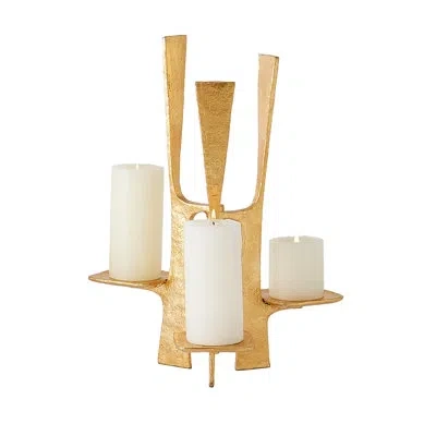Global Views Triune Candleholder-gold Leaf
