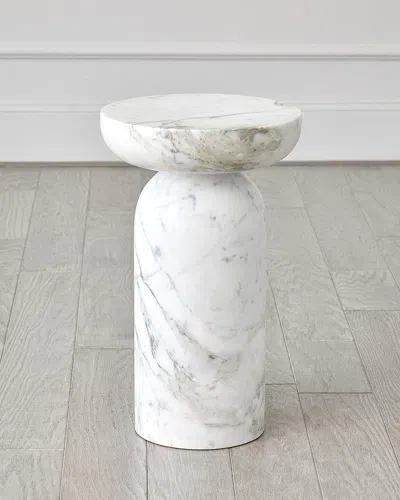 Global Views Tumble Accent Table In White Marble