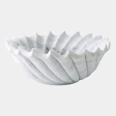 Global Views Turbinio Shell Bowl-white 7"h X 18"w X 18"d Decorative Bowl
