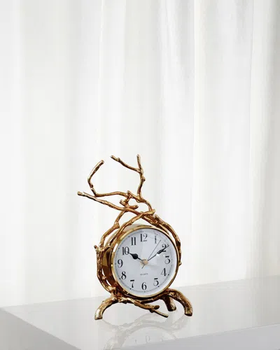 Global Views Twig Brass Clock In Blue