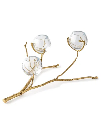 Global Views Twig Brass Three-vase Holder In Gold