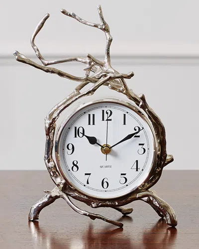 Global Views Twig Nickel Clock In Silver