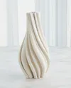 Global Views Twist Printed Matte White Vase, 14" In White