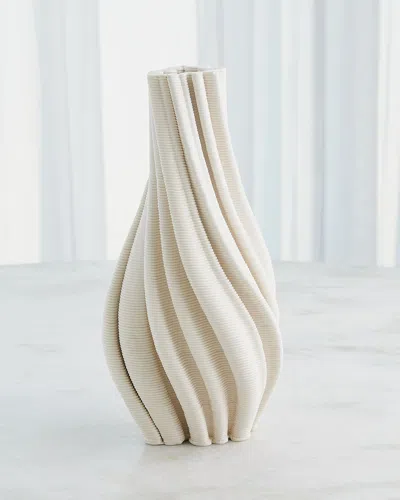 Global Views Twist Printed Matte White Vase, 14"