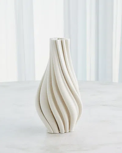 Global Views Twist Printed Vase In White