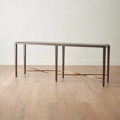 Global Views Twisted Rail Console-okume/brass In Brown