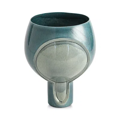 Global Views Two Tone Azure Pod Squat Vase