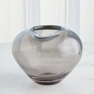 Global Views Undulating 10" H Handmade Glass Table Vase In Gray
