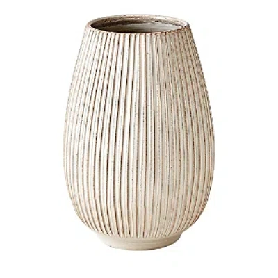 Global Views Vertical Ribbed Vase, Small In Neutral