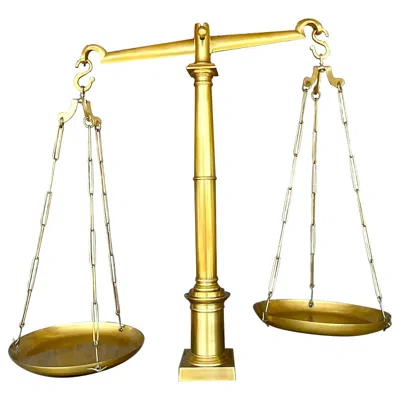 Pre-owned Global Views Vintage Boho Monumental  Solid Brass Library Scales In Sand