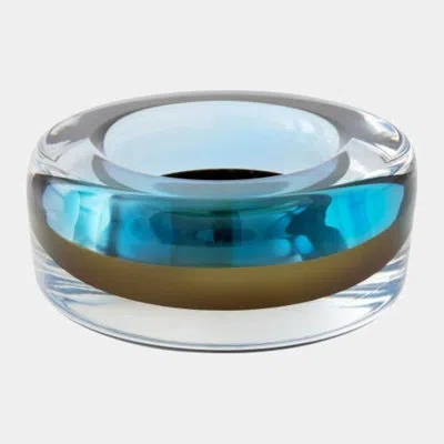 Global Views Vorrei Thick Cylinder Bowl-topaz Blue 4"h X 8"w X 8"d Decorative Bowl In Blue;yellow